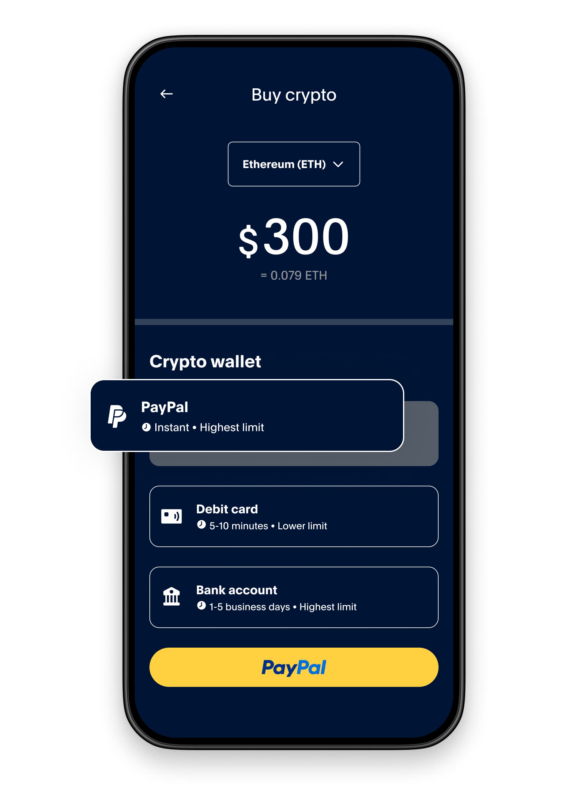 Buy crypto on phone with PayPal